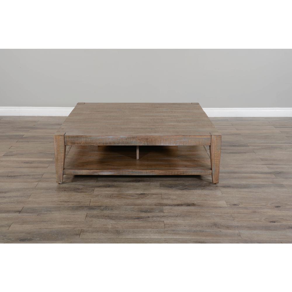 Sunny Designs 48" Modern Mindi Wood Cocktail Table in Weathered Brown. Picture 3