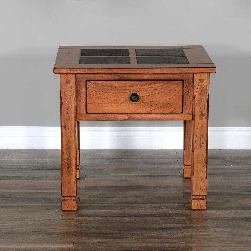 Sunny Designs Sedona 26" Transitional Wood End Table in Rustic Oak. Picture 4