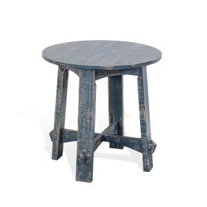 Sunny Designs Marina Farmhouse Mahogany Wood End Table in Ocean Blue. Picture 1