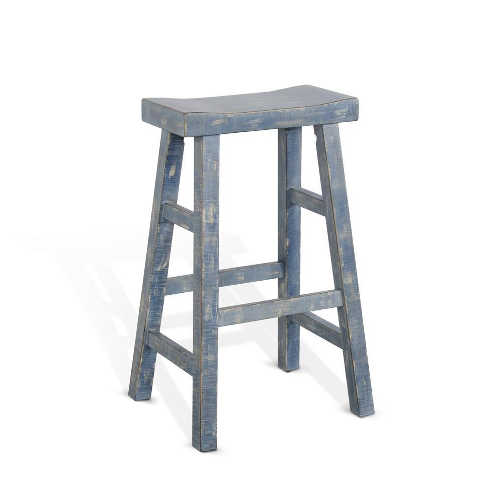 Sunny Designs Ocean Blue Bar Saddle Seat Stool, Wood Seat. Picture 1