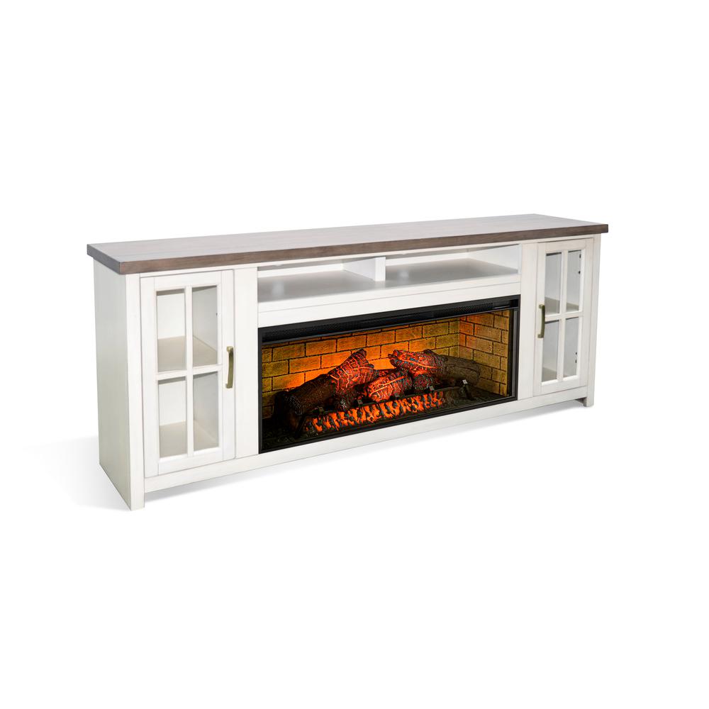 Sunny Designs 76" Media Console with Electric Fireplace. Picture 1