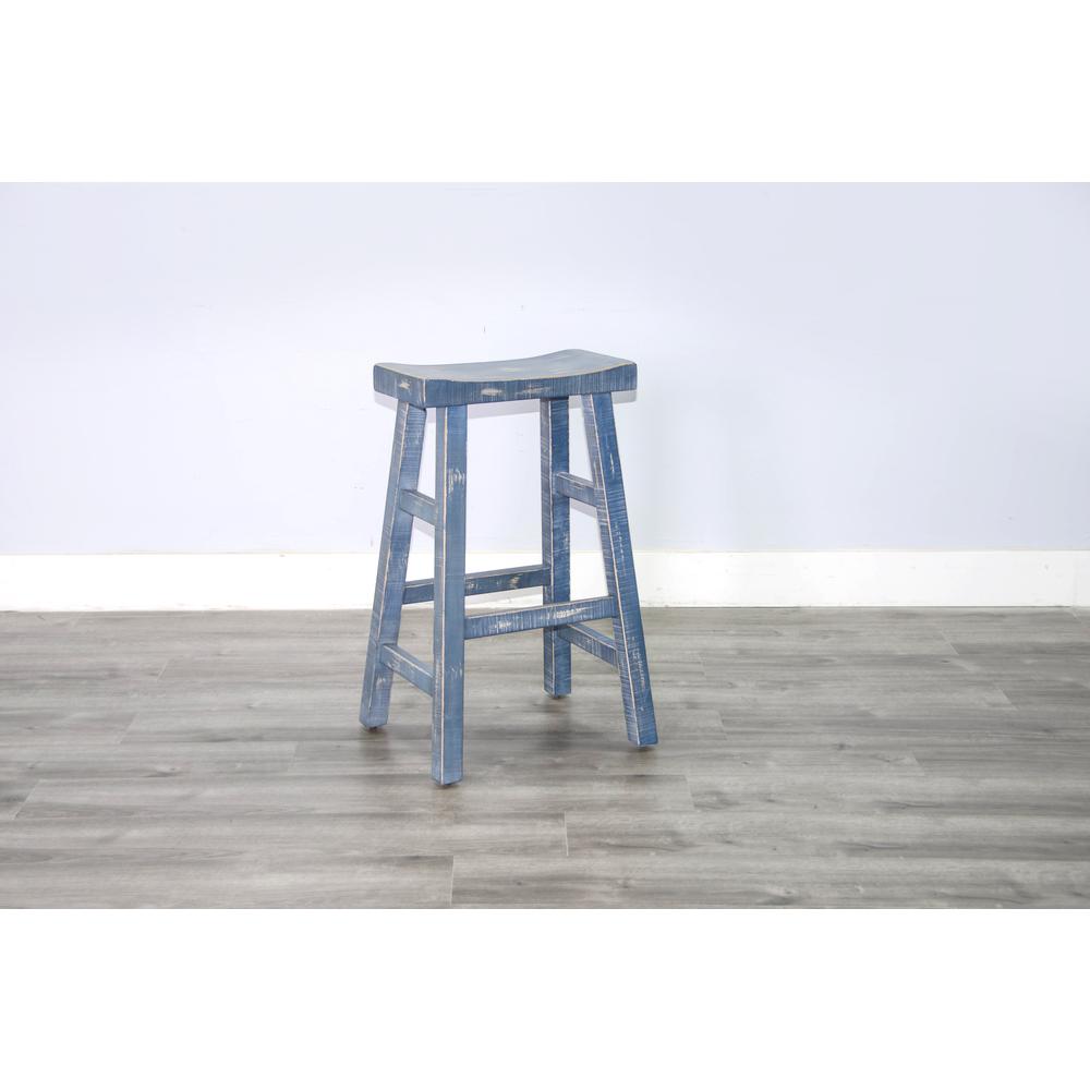 Sunny Designs Ocean Blue Bar Saddle Seat Stool, Wood Seat. Picture 5