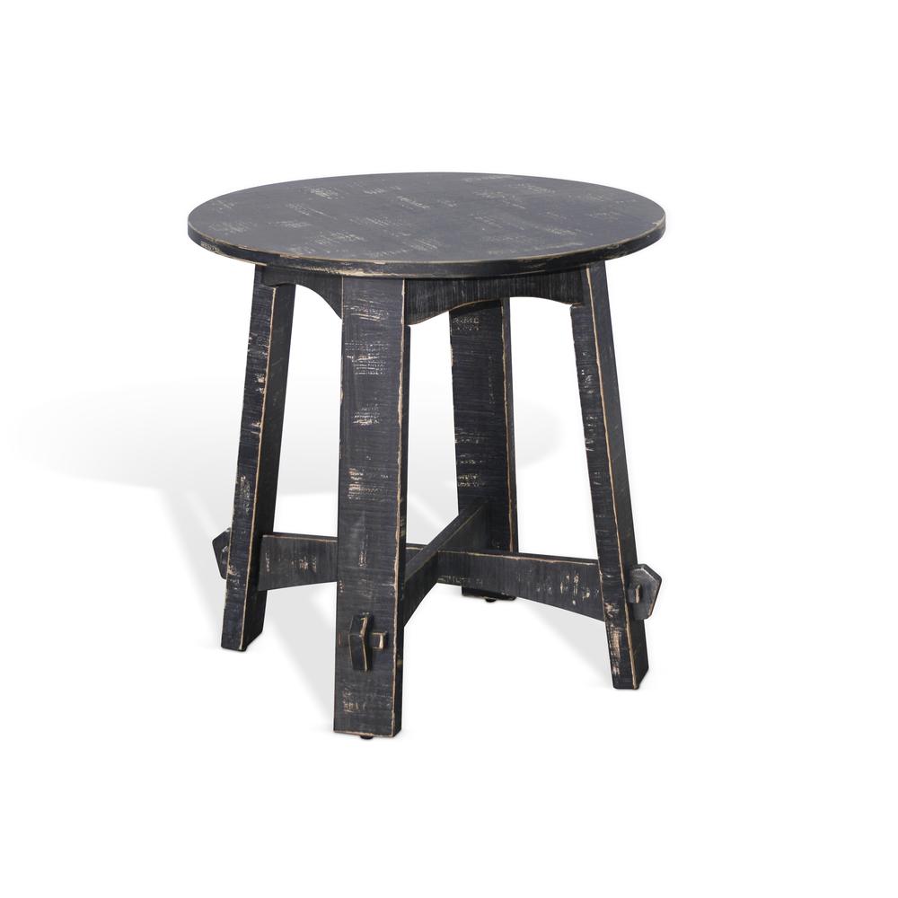 Sunny Designs Marina Farmhouse Mahogany Wood End Table in Black Sand. Picture 1