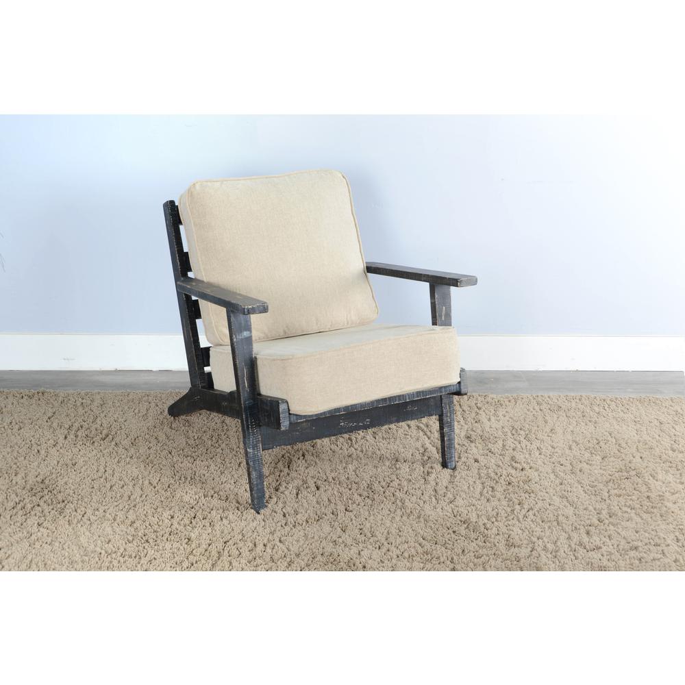 Sunny Designs Marina Mid-Century Mahogany Accent Chair with Cushion - Black Sand. Picture 1