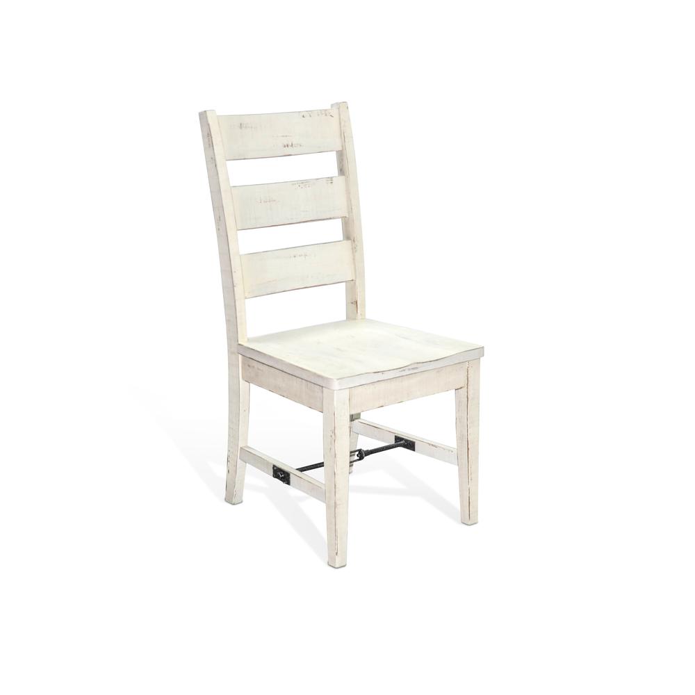 Sunny Designs White Sand Ladderback Chair with Turnbuckle, Wood Seat. Picture 1