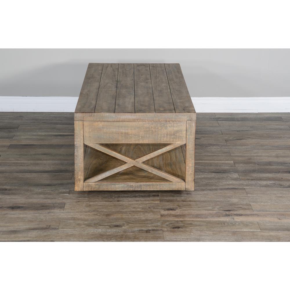 Sunny Designs Durango 48" Coastal Wood Cocktail Table in Weathered Brown. Picture 6