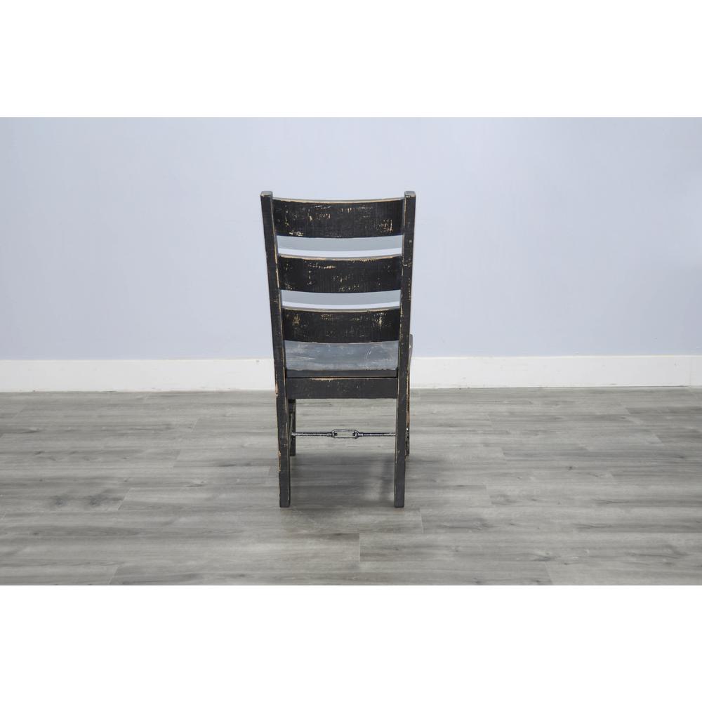 Sunny Designs Black Sand Ladderback Chair with Turnbuckle, Wood Seat. Picture 4