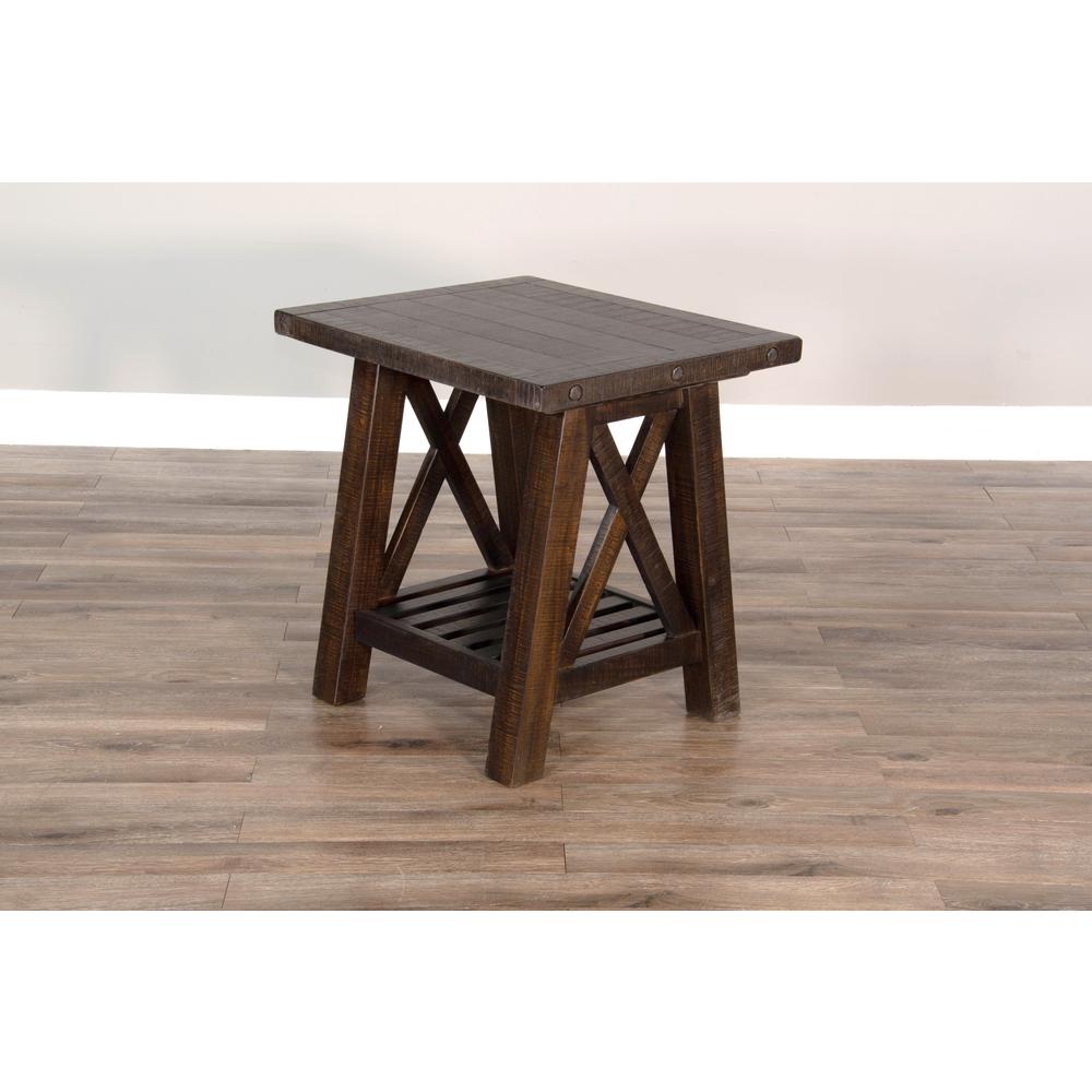 Sunny Designs Vivian 24" Farmhouse Mahogany Wood End Table in Dark Brown. Picture 5