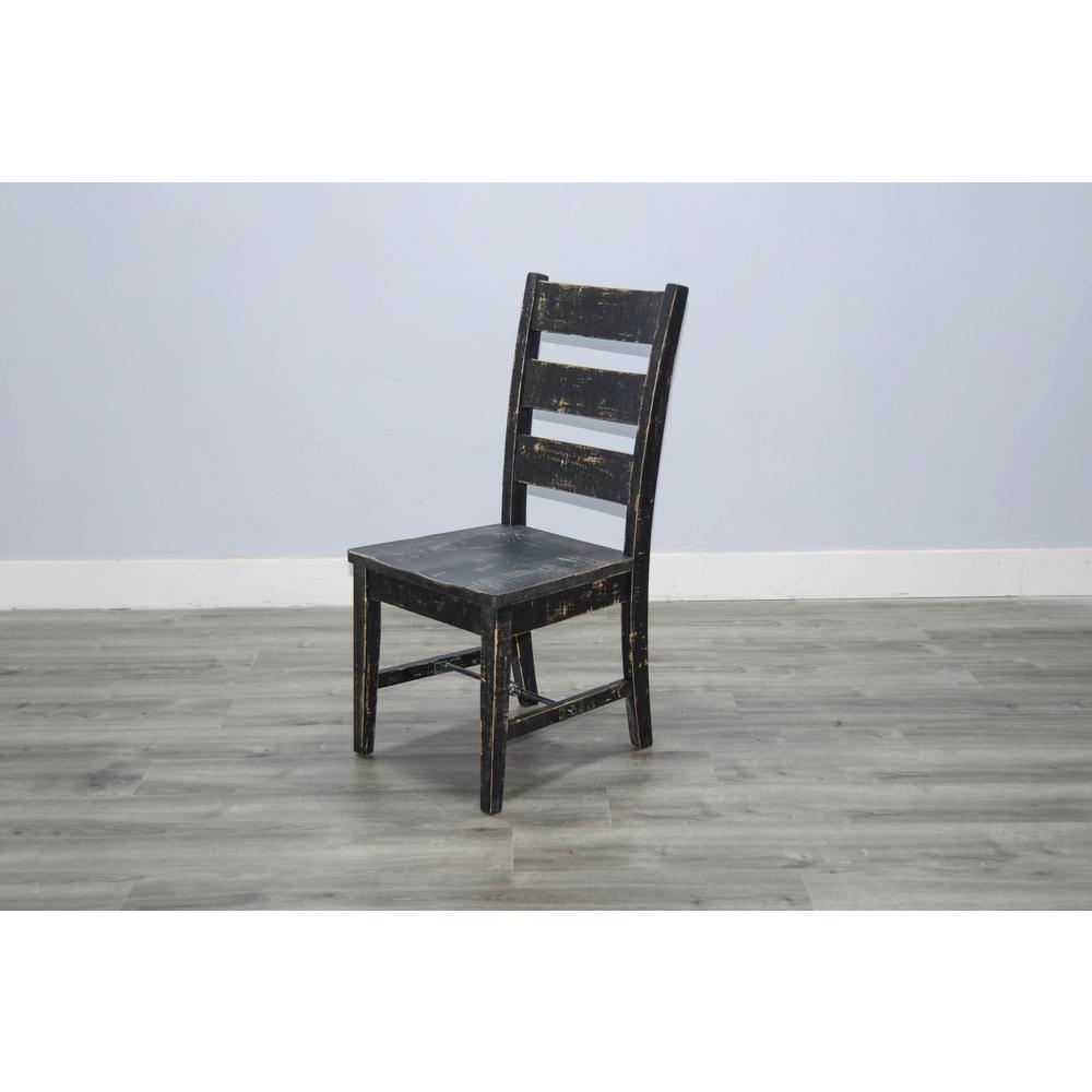 Sunny Designs Black Sand Ladderback Chair with Turnbuckle, Wood Seat. Picture 2