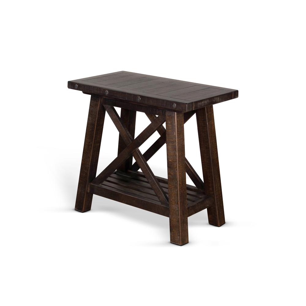 Sunny Designs Vivian 16" Farmhouse Mahogany Wood Chair Side Table in Dark Brown. Picture 1