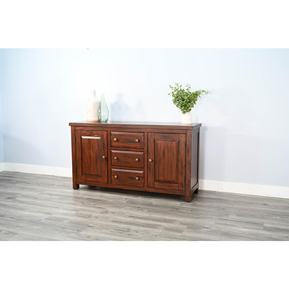 Sunny Designs Tuscany 66" Farmhouse Wood Buffet in Medium Brown. Picture 3