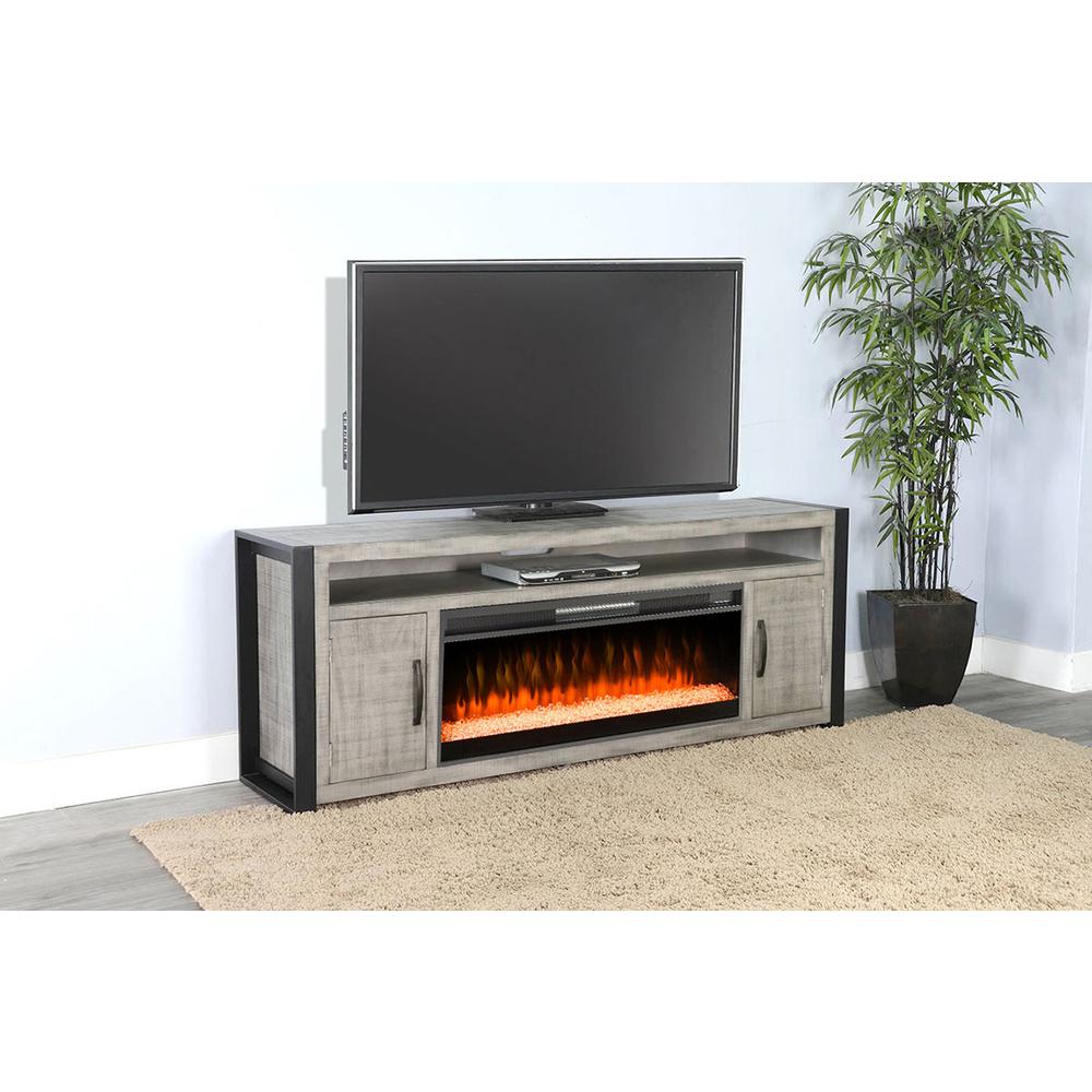 Sunny Designs 78" Media Console with Electric Fireplace. Picture 2