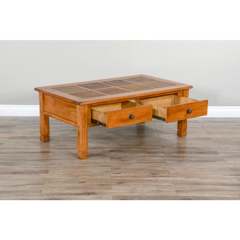 Sunny Designs Sedona 49" Transitional Wood Coffee Table in Rustic Oak. Picture 3
