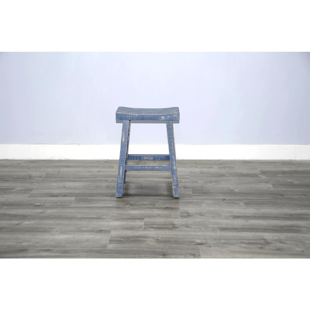 Sunny Designs Ocean Blue Counter Saddle Seat Stool, Wood Seat. Picture 2