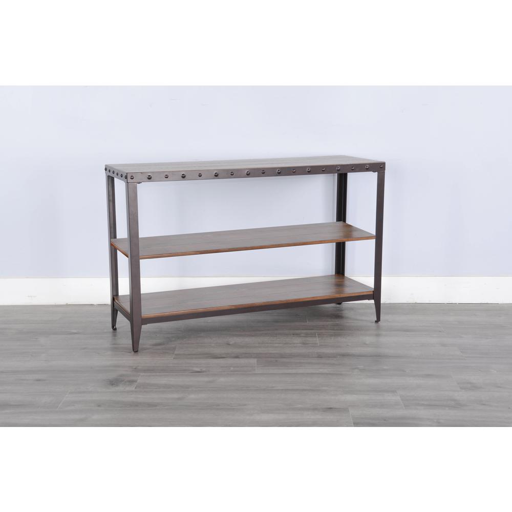 Sunny Designs San Diego Metal & Solid Wood Sofa Table in Brown. Picture 1