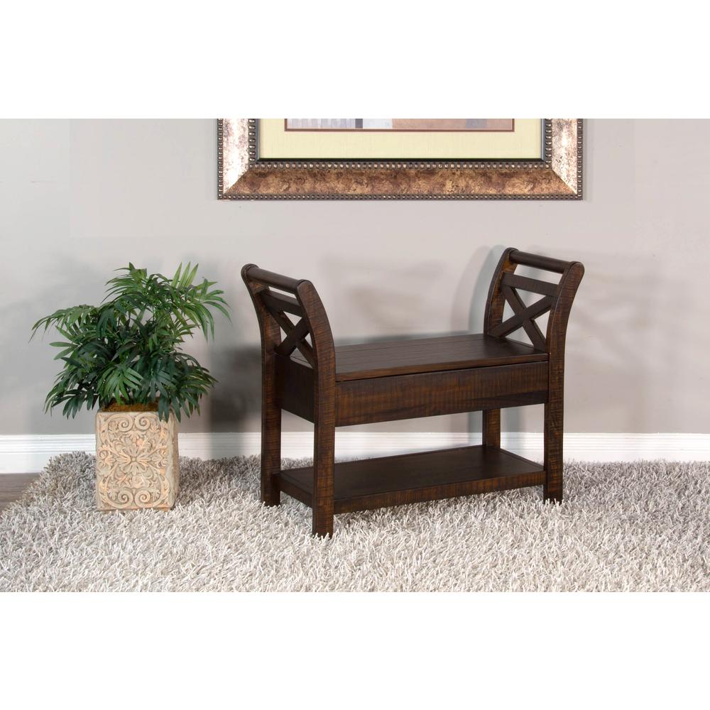 Sunny Designs Accent Bench with Storage, Wood Seat. Picture 2