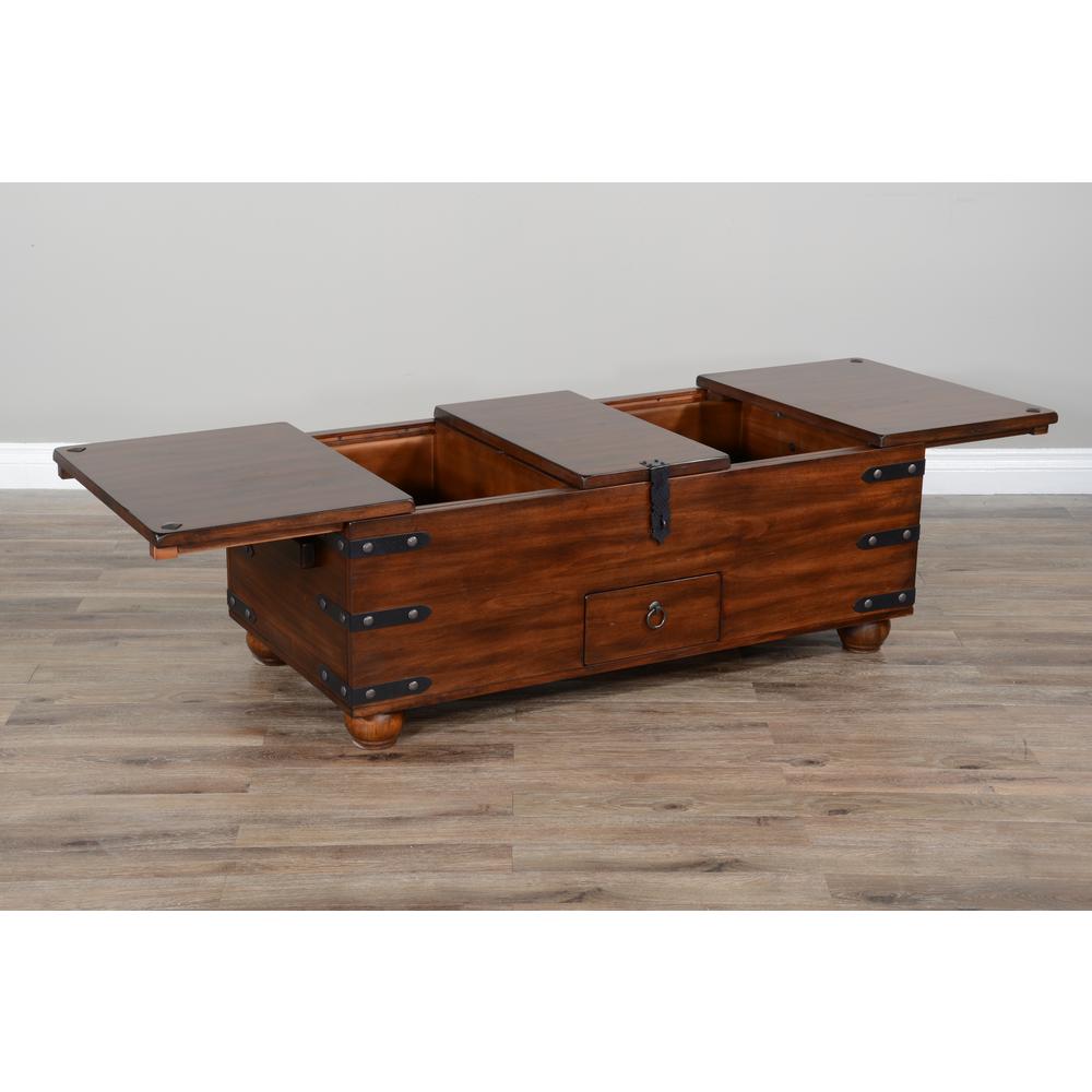 Sunny Designs Santa Fe 48" Traditional Wood Trunk Coffee Table in Dark Chocolate. Picture 6