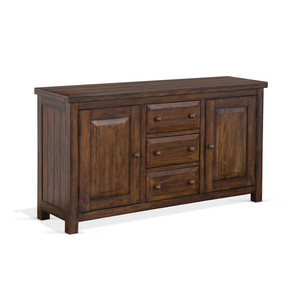 Sunny Designs Tuscany 66" Farmhouse Wood Buffet in Medium Brown. Picture 1