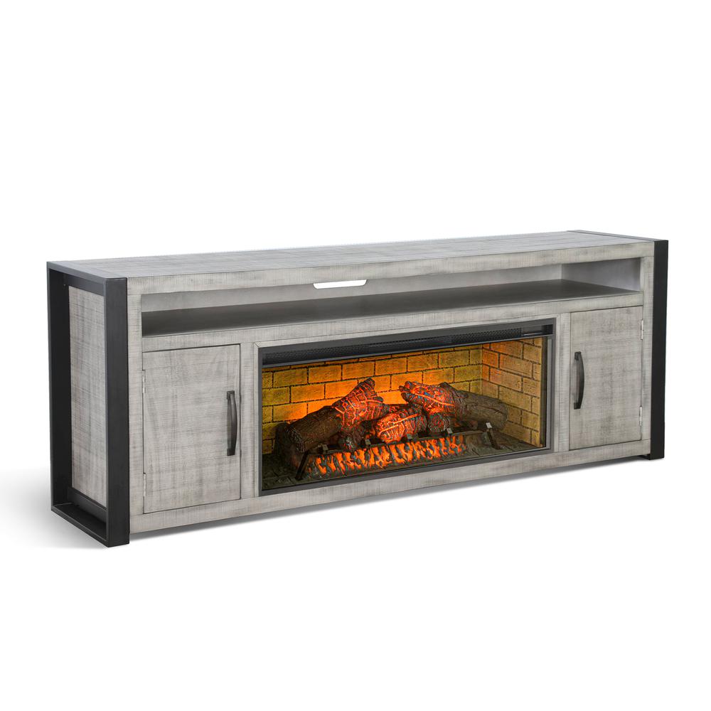 Sunny Designs 78" Media Console with Electric Fireplace. Picture 1