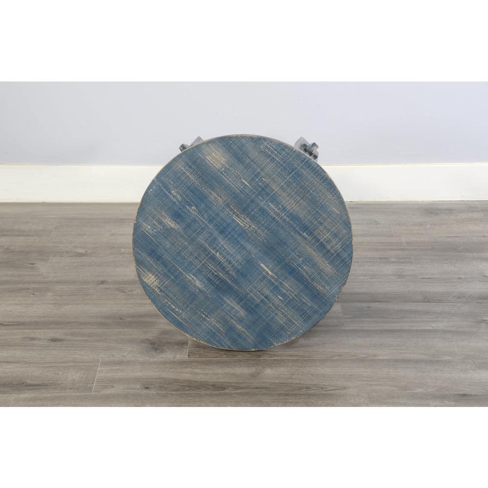 Sunny Designs Marina Farmhouse Mahogany Wood End Table in Ocean Blue. Picture 3