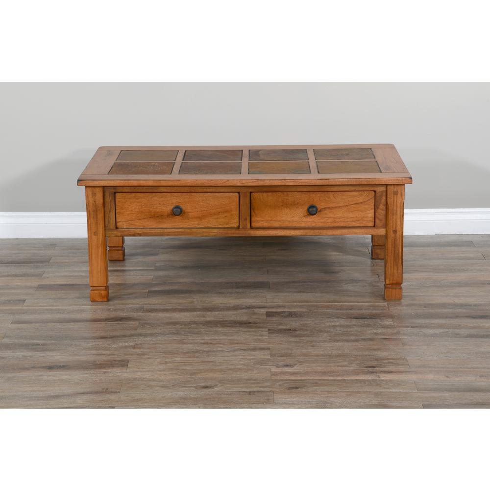 Sunny Designs Sedona 49" Transitional Wood Coffee Table in Rustic Oak. Picture 6