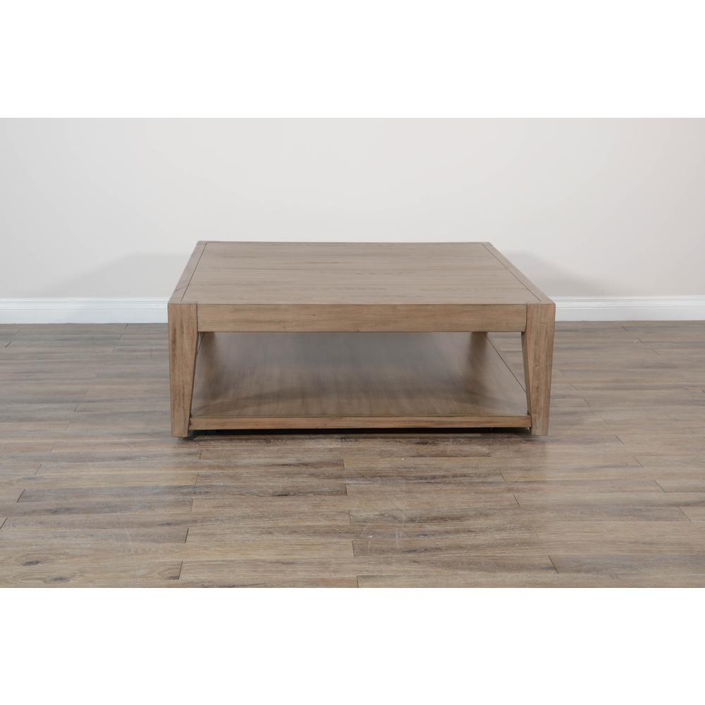 Sunny Designs Doe Valley Mahogany Wood Coffee Table with Casters in Light Brown. Picture 2