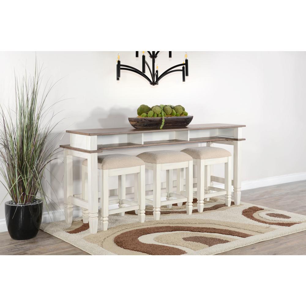 Sunny Designs Pasadena Farmhouse Mahogany Console Table in Off White/Light Brown. Picture 5