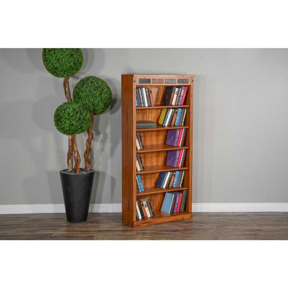 Sunny Designs Sedona 72" Adjustable Shelf Wood Bookcase in Rustic Oak. Picture 3