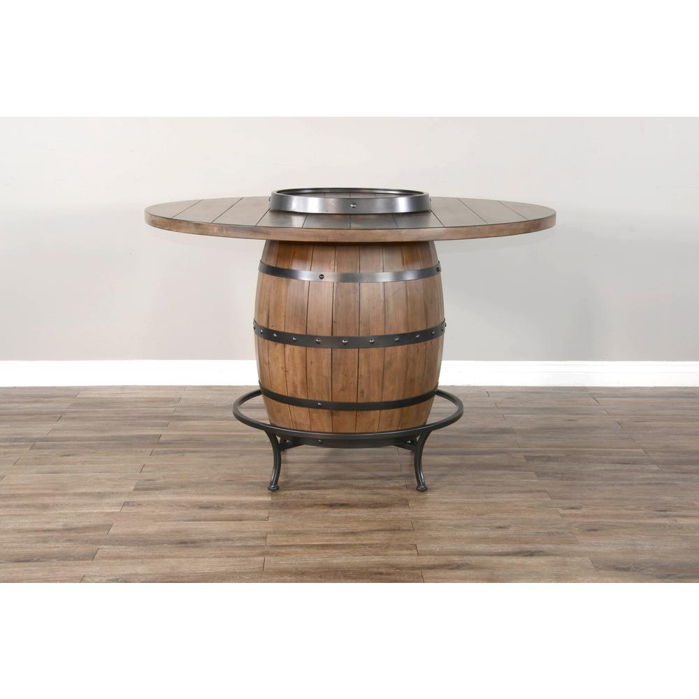 Sunny Designs Round Pub Table with Wine Barrel Base. Picture 7
