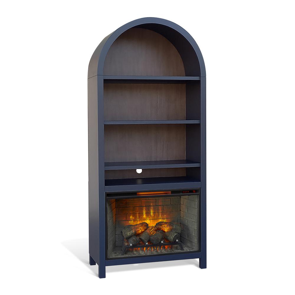 Sunny Designs 37" Arch Bookcase with Electric Fireplace. Picture 1