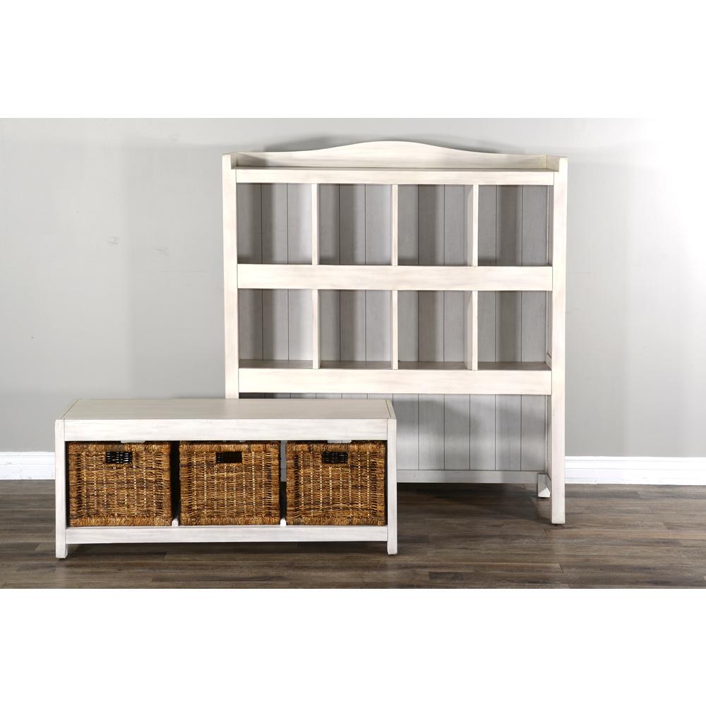 Sunny Designs 57" Modern Wood Storage Bookcase and Bench in Marble White. Picture 3