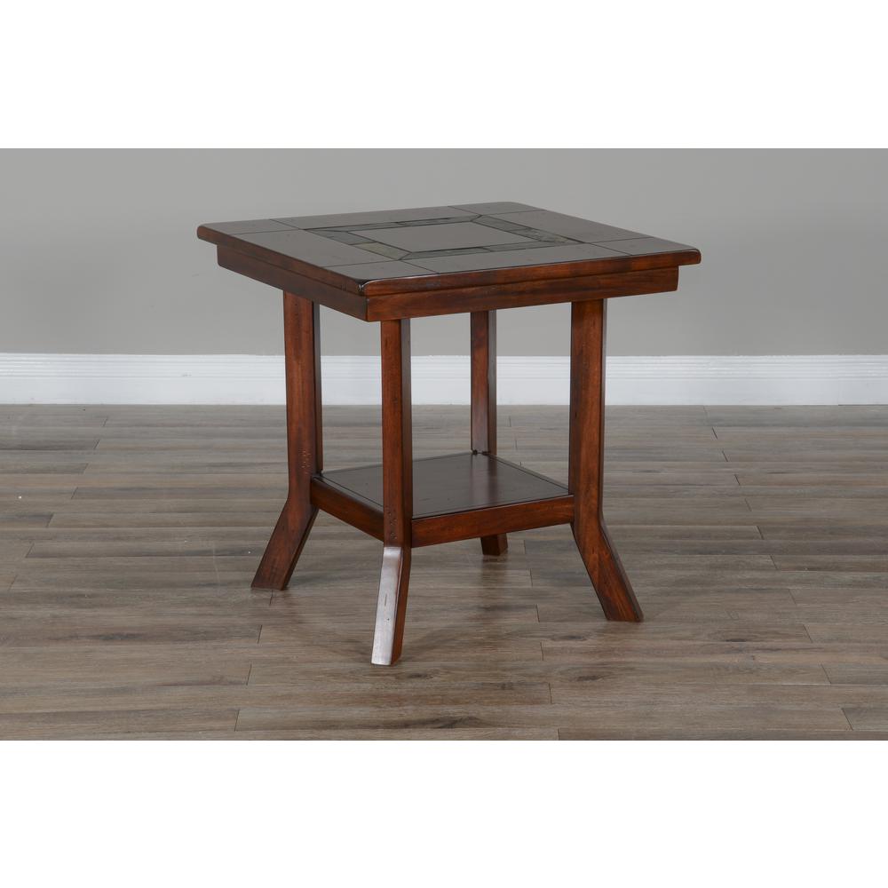 Sunny Designs Santa Fe 25" Mahogany Wood End Table in Dark Chocolate. Picture 3