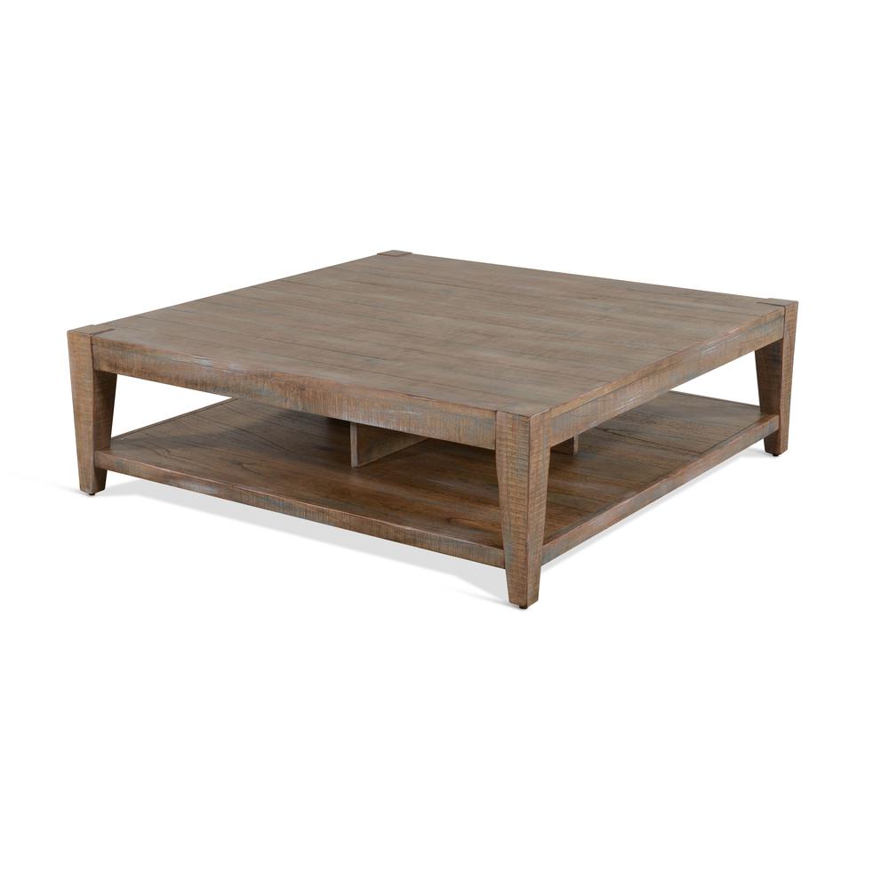 Sunny Designs 48" Modern Mindi Wood Cocktail Table in Weathered Brown. Picture 1