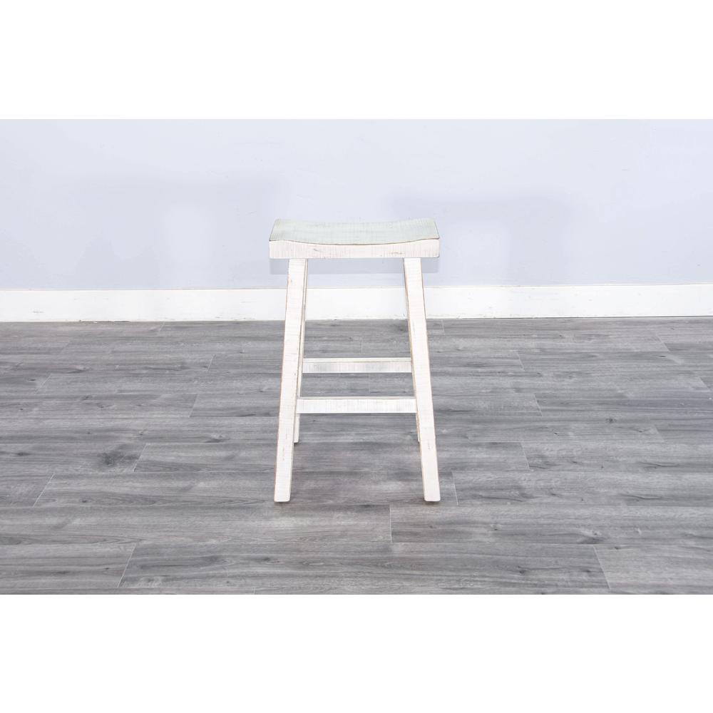 Sunny Designs White Sand Bar Saddle Seat Stool, Wood Seat. Picture 2