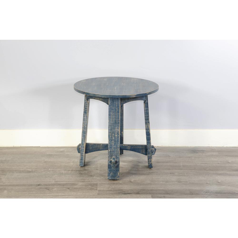 Sunny Designs Marina Farmhouse Mahogany Wood End Table in Ocean Blue. Picture 2