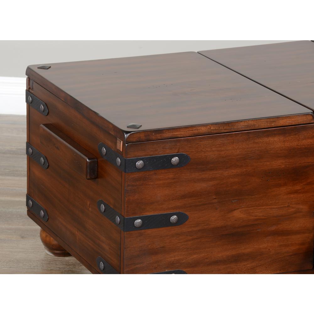 Sunny Designs Santa Fe 48" Traditional Wood Trunk Coffee Table in Dark Chocolate. Picture 5