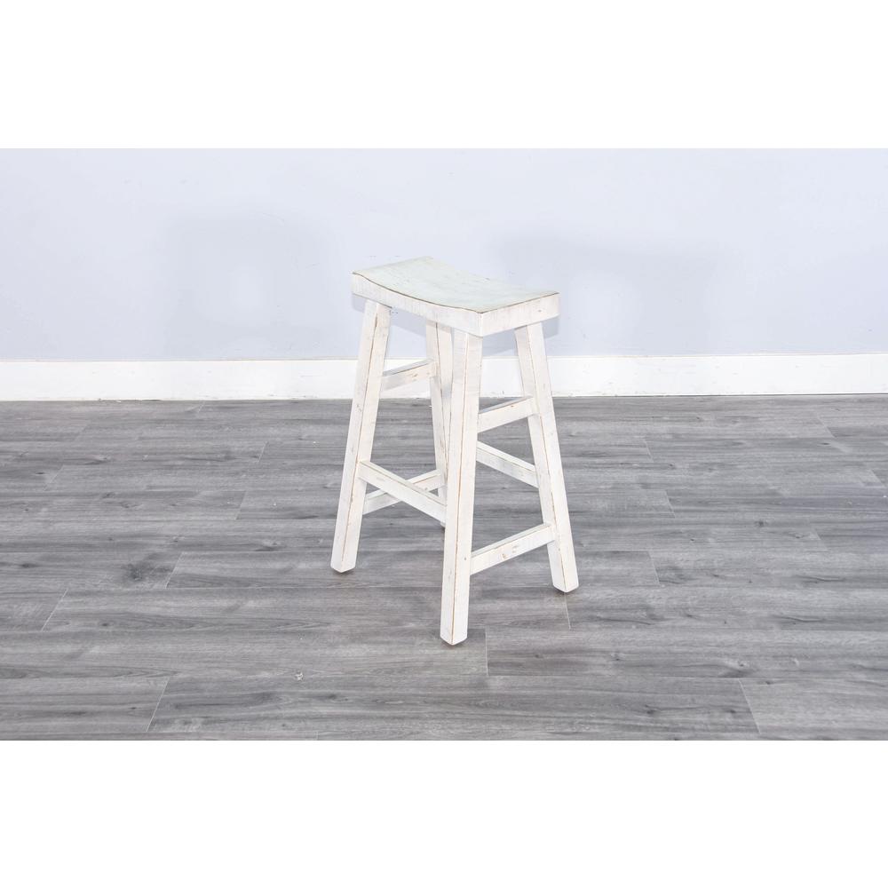 Sunny Designs White Sand Bar Saddle Seat Stool, Wood Seat. Picture 4