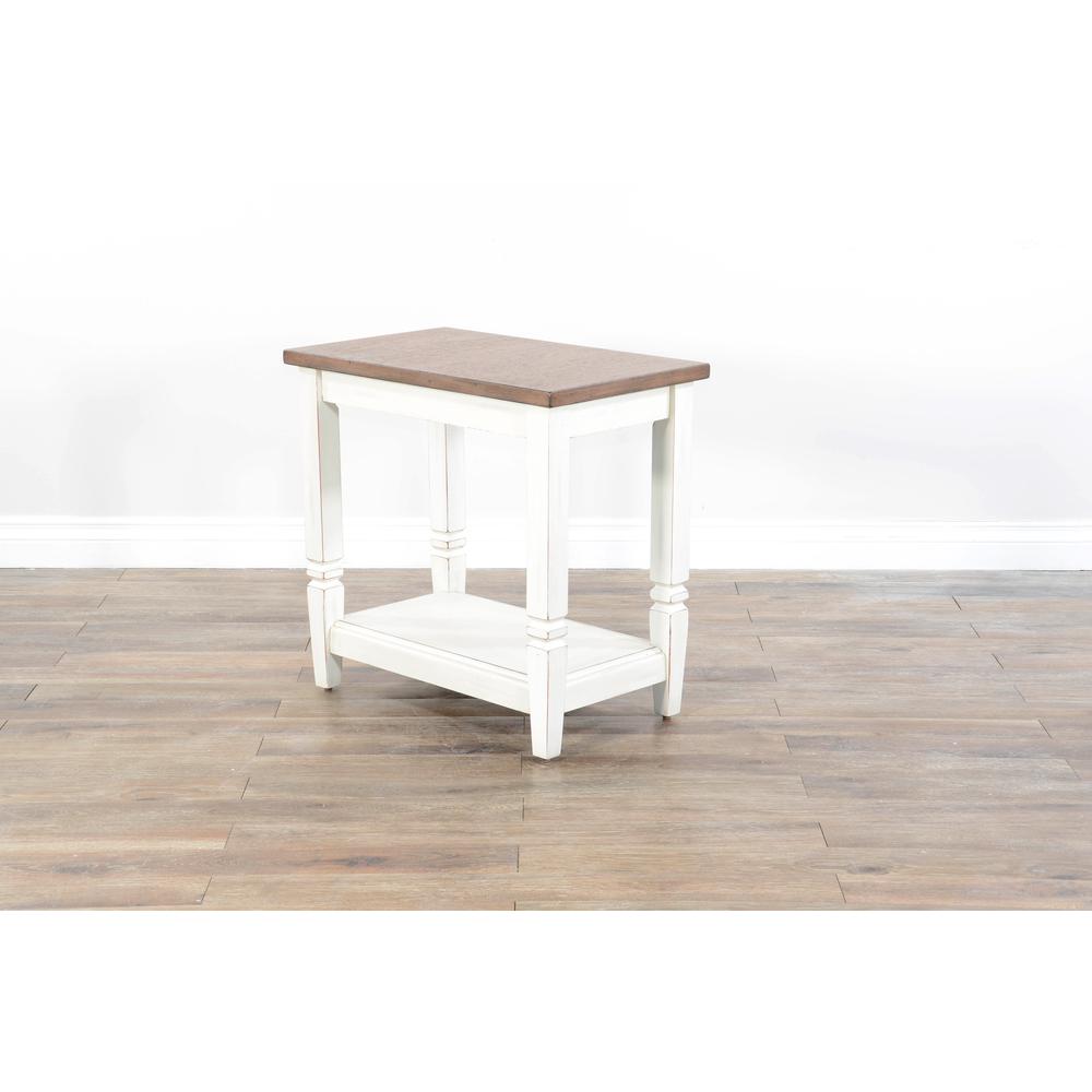 Sunny Designs Pasadena Farmhouse Mahogany Chair Side Table in Off White. Picture 2