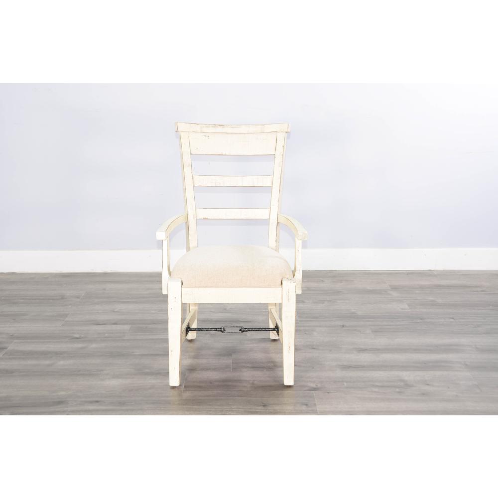 Sunny Designs Marina White Sand Arm Chair with Cushion Seat. Picture 4