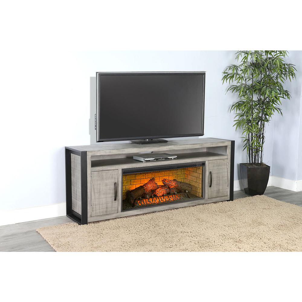 Sunny Designs 78" Media Console with Electric Fireplace. Picture 2