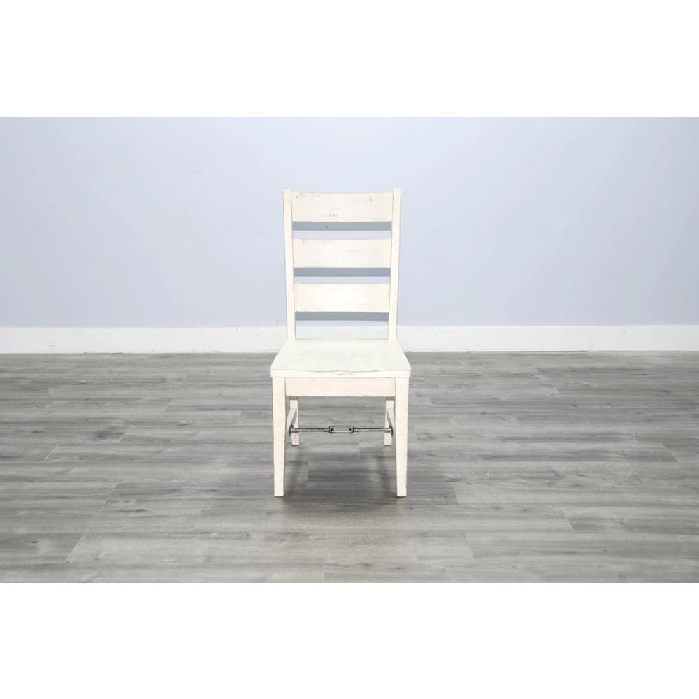 Sunny Designs White Sand Ladderback Chair with Turnbuckle, Wood Seat. Picture 5
