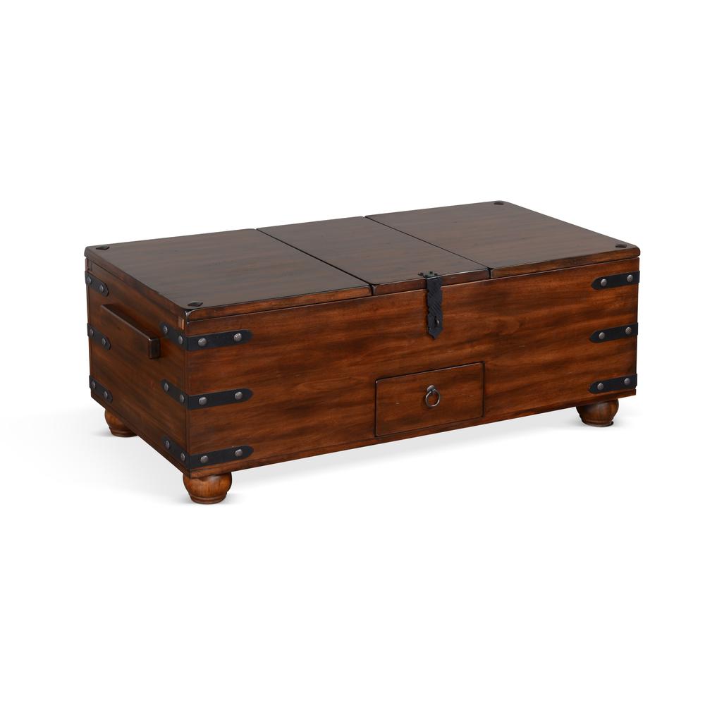 Sunny Designs Santa Fe 48" Traditional Wood Trunk Coffee Table in Dark Chocolate. Picture 1