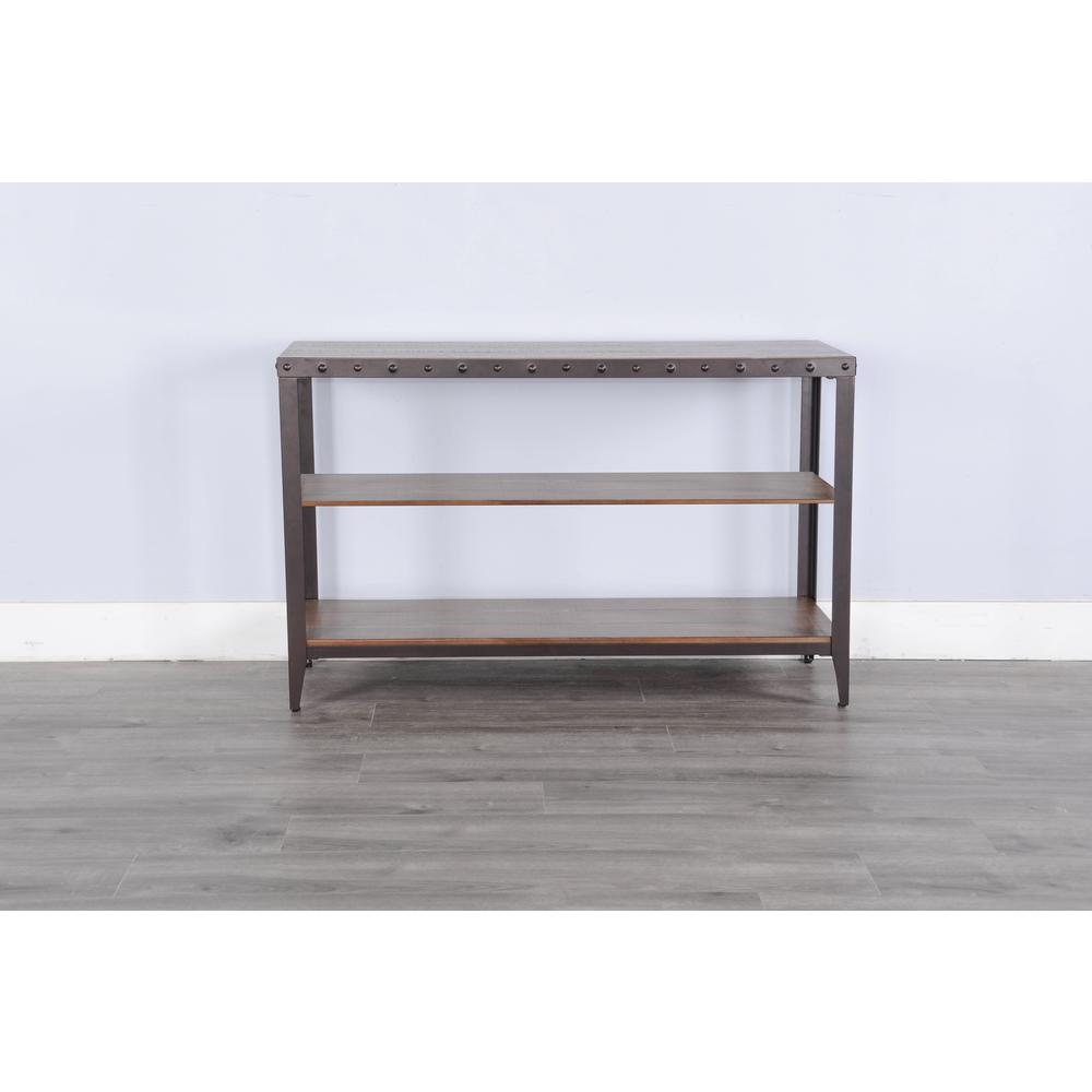 Sunny Designs San Diego Metal & Solid Wood Sofa Table in Brown. Picture 2