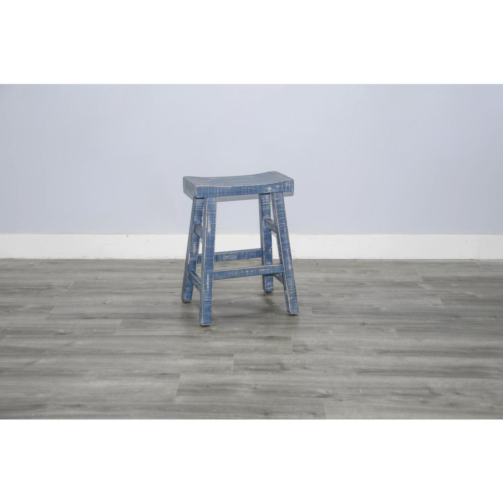 Sunny Designs Ocean Blue Counter Saddle Seat Stool, Wood Seat. Picture 5