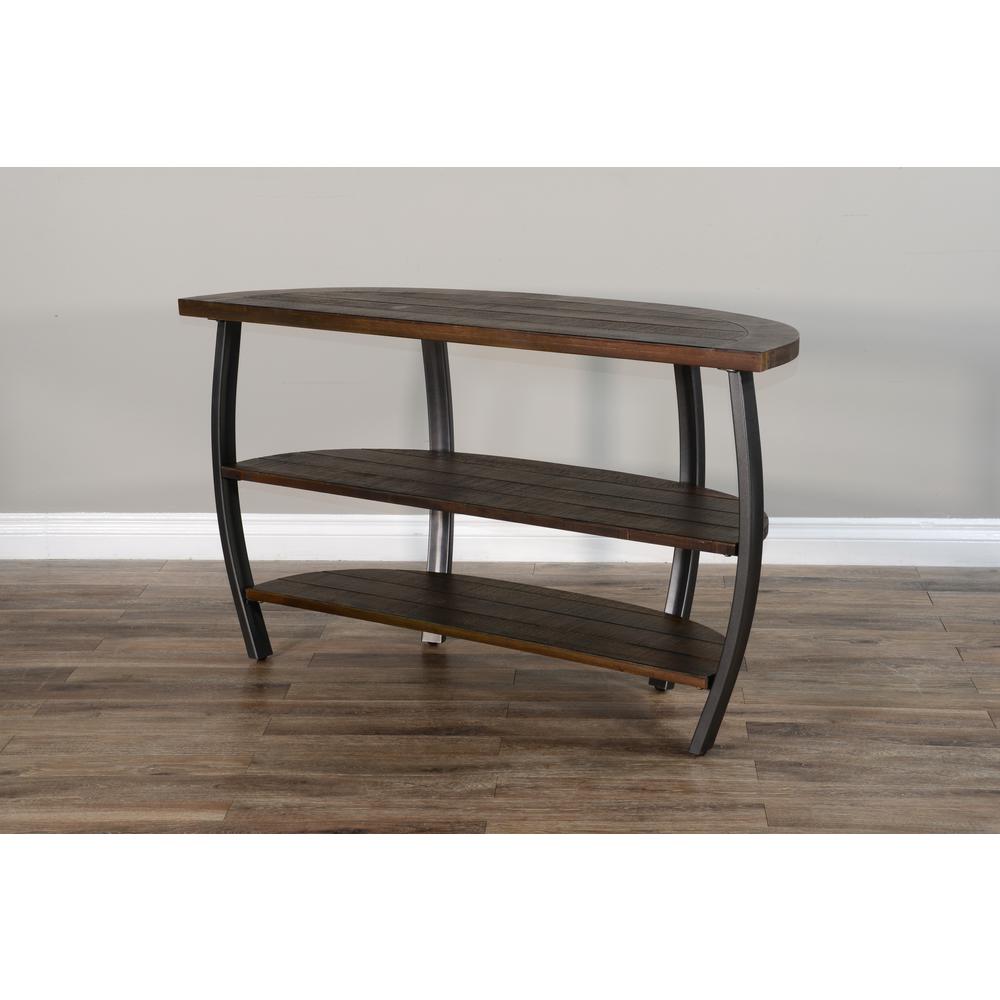 Sunny Designs Homestead 52" Mahogany Wood & Metal Sofa Table in Tobacco Leaf. Picture 2