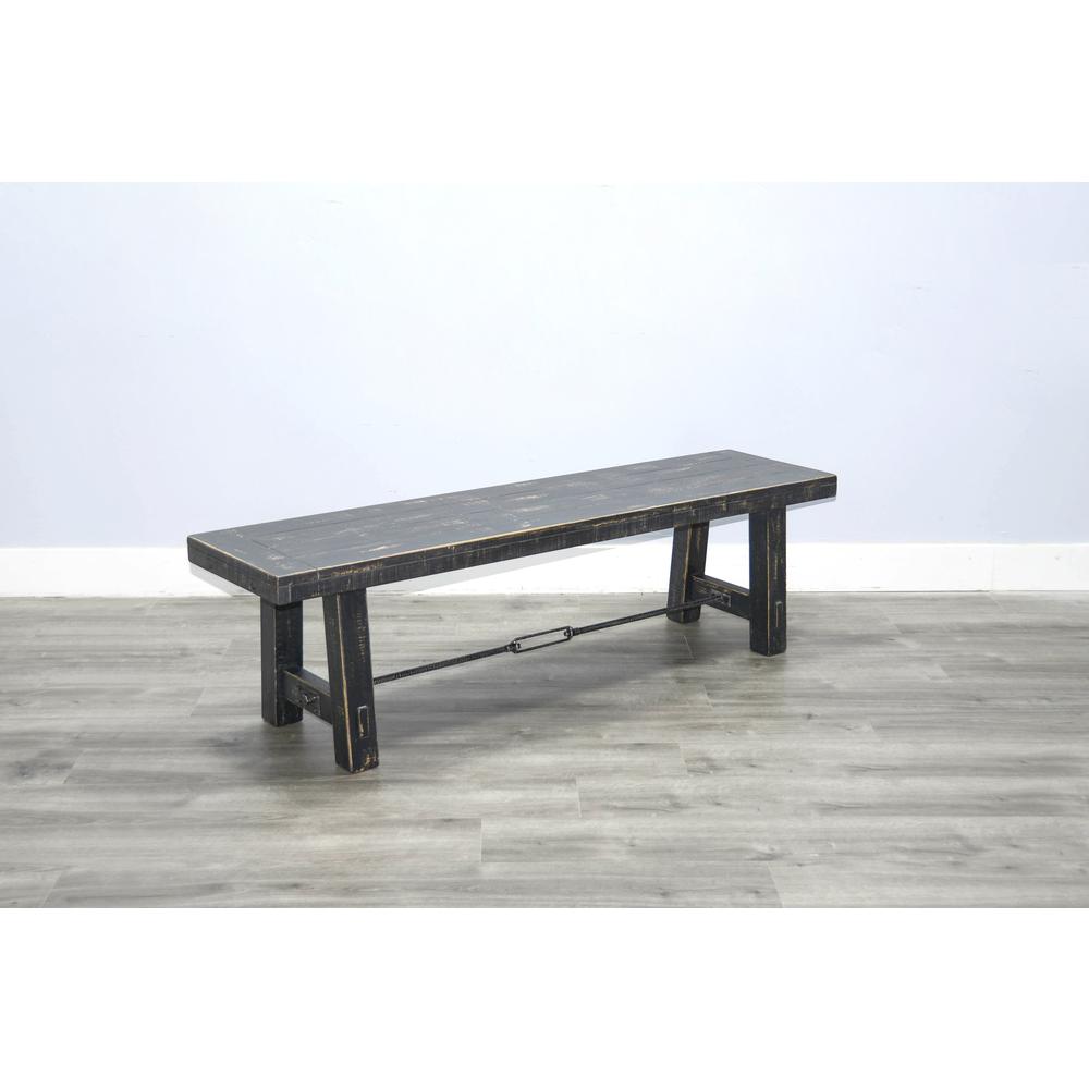 Sunny Designs 64" Black Sand Bench with Turnbuckle, Wood Seat. Picture 3