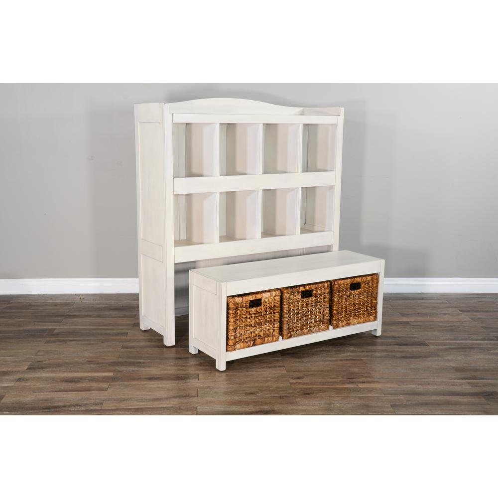 Sunny Designs 57" Modern Wood Storage Bookcase and Bench in Marble White. Picture 2