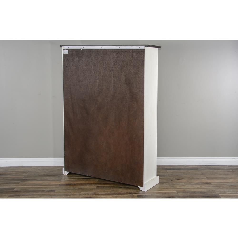 Sunny Designs 66" Adjustable Shelf Barn Door Wood Bookcase in White/Dark Brown. Picture 3