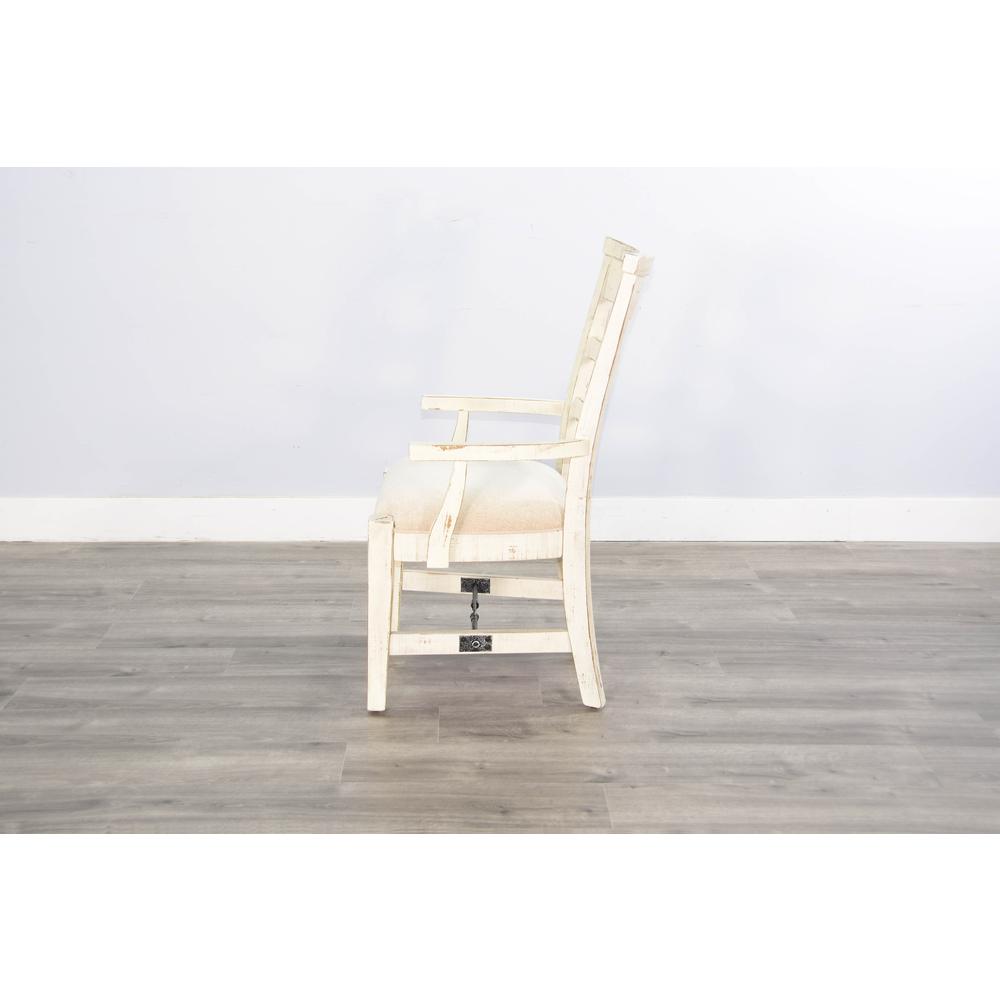 Sunny Designs Marina White Sand Arm Chair with Cushion Seat. Picture 2