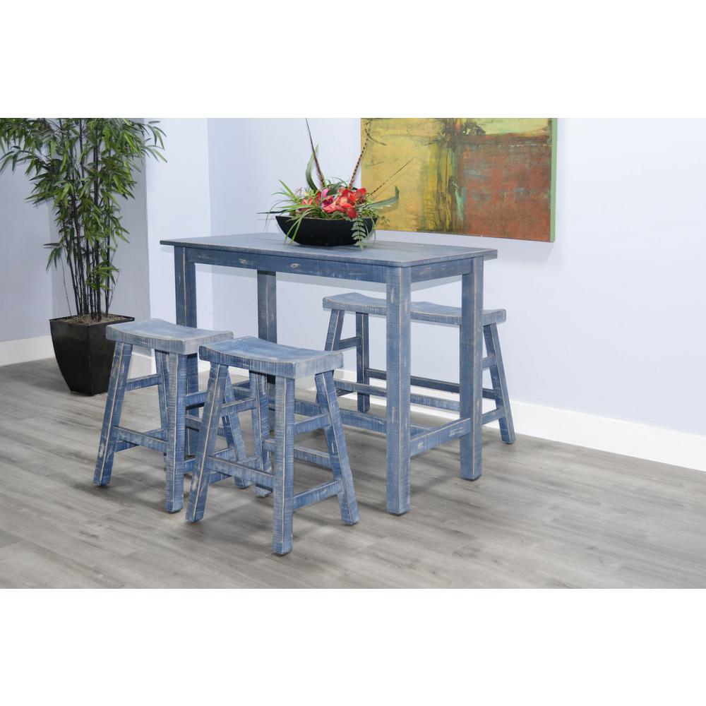 Sunny Designs Ocean Blue Counter Saddle Seat Stool, Wood Seat. Picture 7